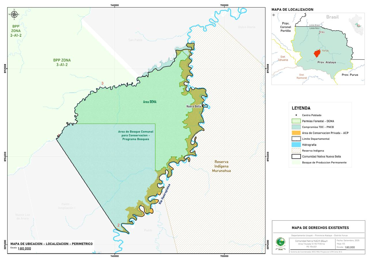 Mapa oficial de derechos · Comunidad Nativa Nueva Bella